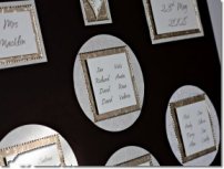 The groom was going to wear a chocolate brown suit, and the bride a light gold dress, a whole stationery range was created to fit the theme, including a table plan, menus, order of service, along with cream table linen, brown organza bows, napkins and favour boxes. 